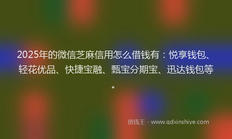 2025年的微信芝麻信用怎么借钱有：悦享钱包、轻花优品、快捷宝融、甄宝分期宝、迅达钱包等。