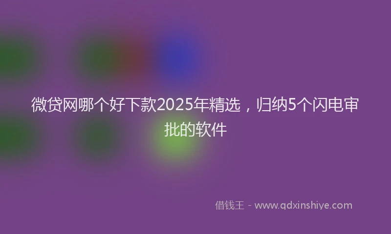 微贷网哪个好下款2025年精选，归纳5个闪电审批的软件