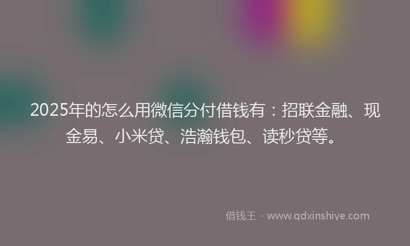 2025年的怎么用微信分付借钱有：招联金融、现金易、小米贷、浩瀚钱包、读秒贷等。