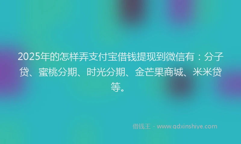 2025年的怎样弄支付宝借钱提现到微信有：分子贷、蜜桃分期、时光分期、金芒果商城、米米贷等。