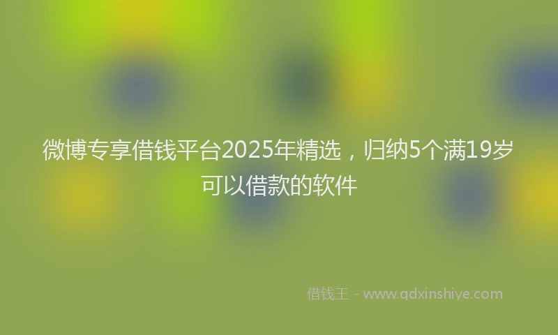 微博专享借钱平台2025年精选，归纳5个满19岁可以借款的软件