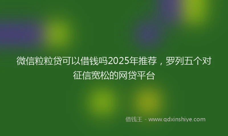 微信粒粒贷可以借钱吗2025年推荐，罗列五个对征信宽松的网贷平台