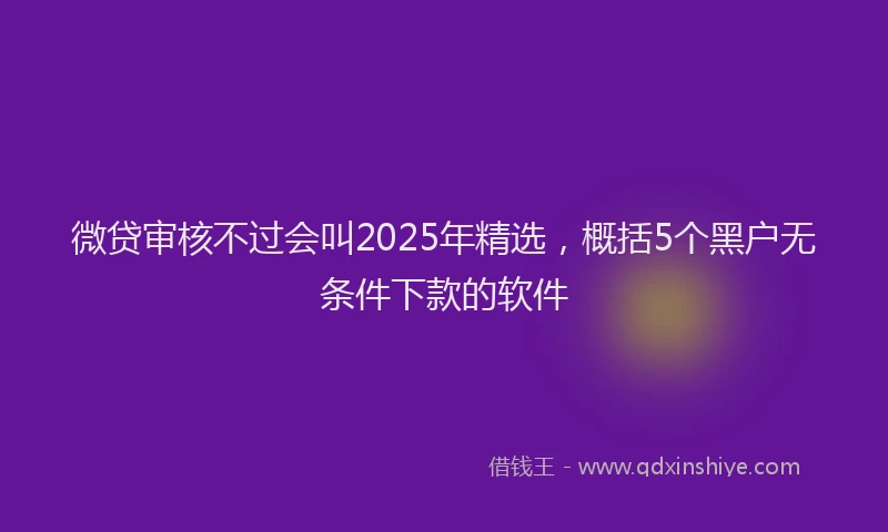 微贷审核不过会叫2025年精选，概括5个黑户无条件下款的软件