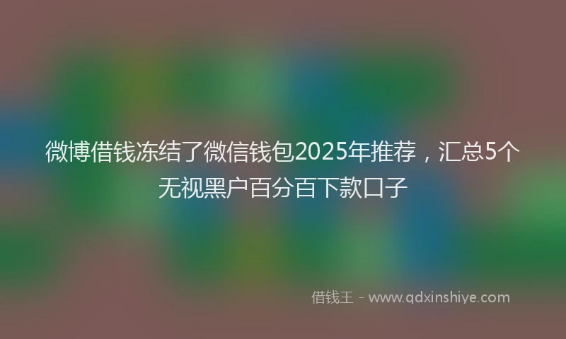 微博借钱冻结了微信钱包2025年推荐，汇总5个无视黑户百分百下款口子
