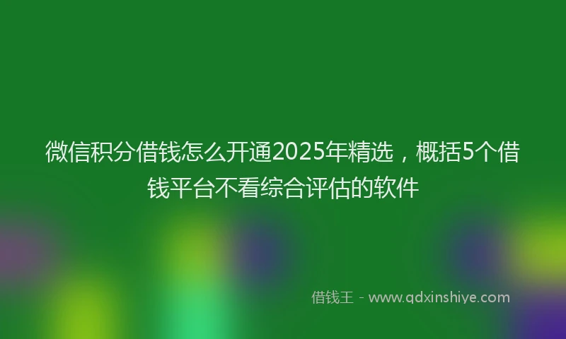 微信积分借钱怎么开通2025年精选，概括5个借钱平台不看综合评估的软件