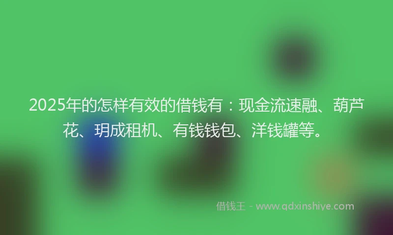 2025年的怎样有效的借钱有：现金流速融、葫芦花、玥成租机、有钱钱包、洋钱罐等。