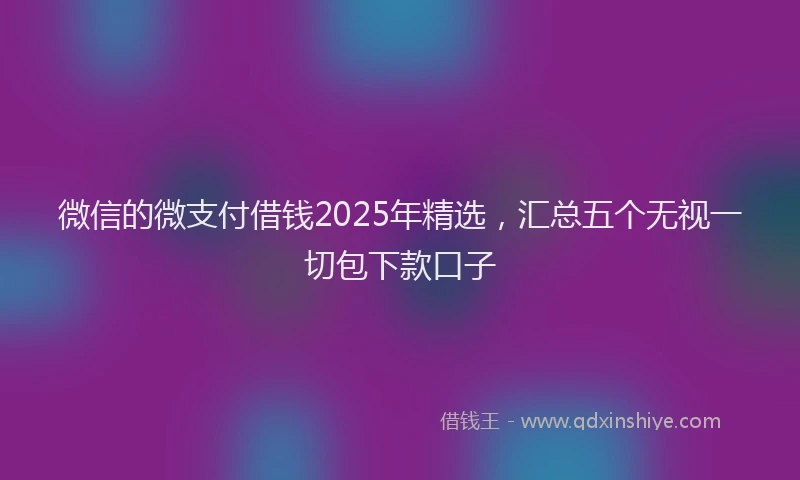 微信的微支付借钱2025年精选，汇总五个无视一切包下款口子