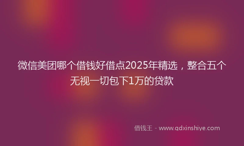 微信美团哪个借钱好借点2025年精选，整合五个无视一切包下1万的贷款