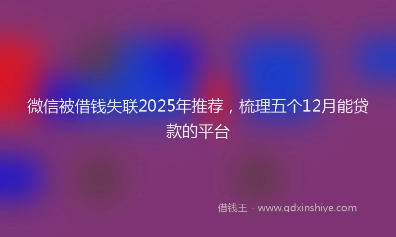 微信被借钱失联2025年推荐，梳理五个12月能贷款的平台