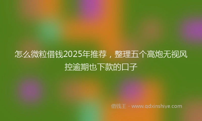 怎么微粒借钱2025年推荐，整理五个高炮无视风控逾期也下款的口子