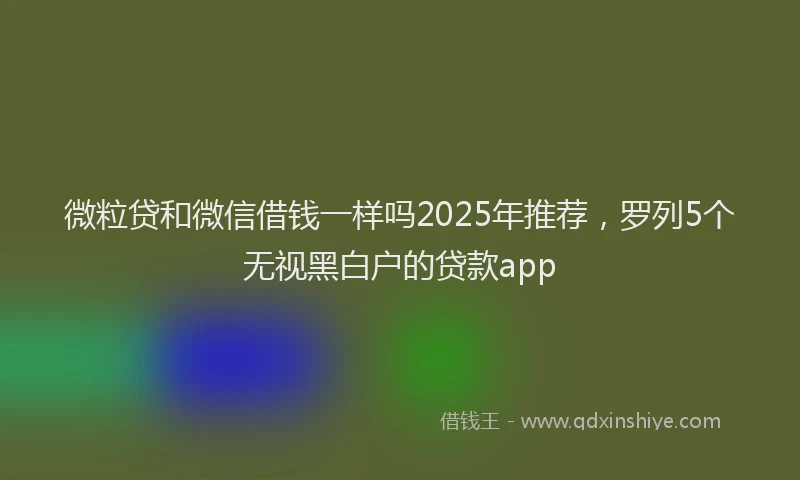 微粒贷和微信借钱一样吗2025年推荐，罗列5个无视黑白户的贷款app