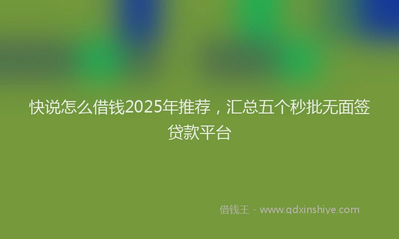 快说怎么借钱2025年推荐，汇总五个秒批无面签贷款平台