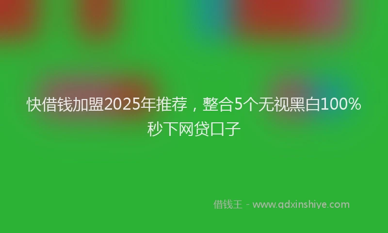 快借钱加盟2025年推荐，整合5个无视黑白100%秒下网贷口子