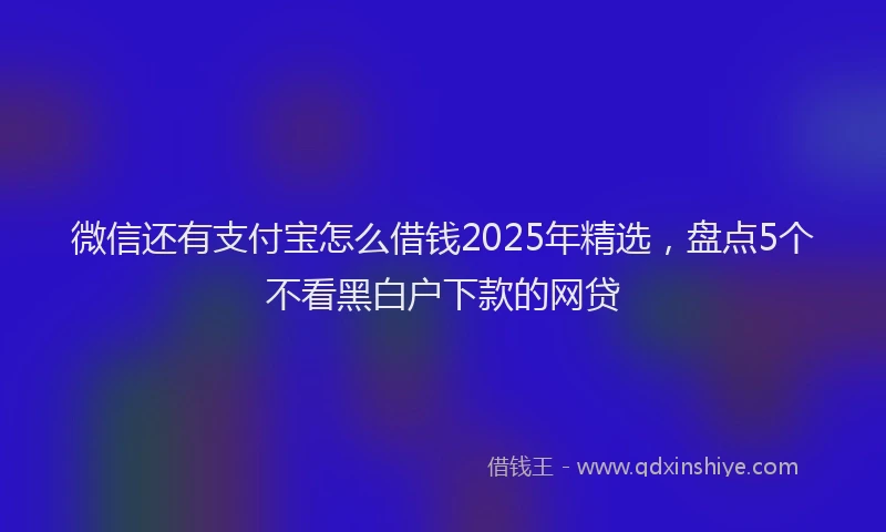 微信还有支付宝怎么借钱2025年精选，盘点5个不看黑白户下款的网贷