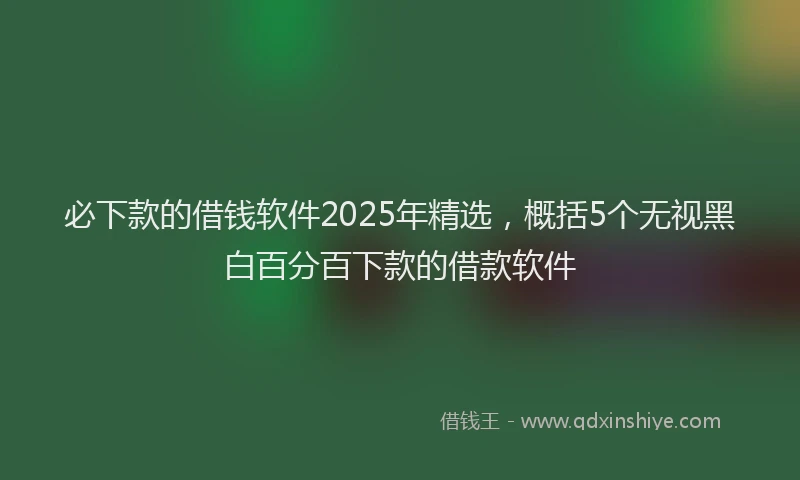 必下款的借钱软件2025年精选，概括5个无视黑白百分百下款的借款软件