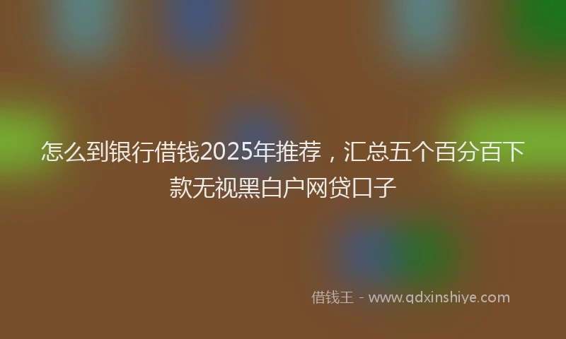 怎么到银行借钱2025年推荐，汇总五个百分百下款无视黑白户网贷口子