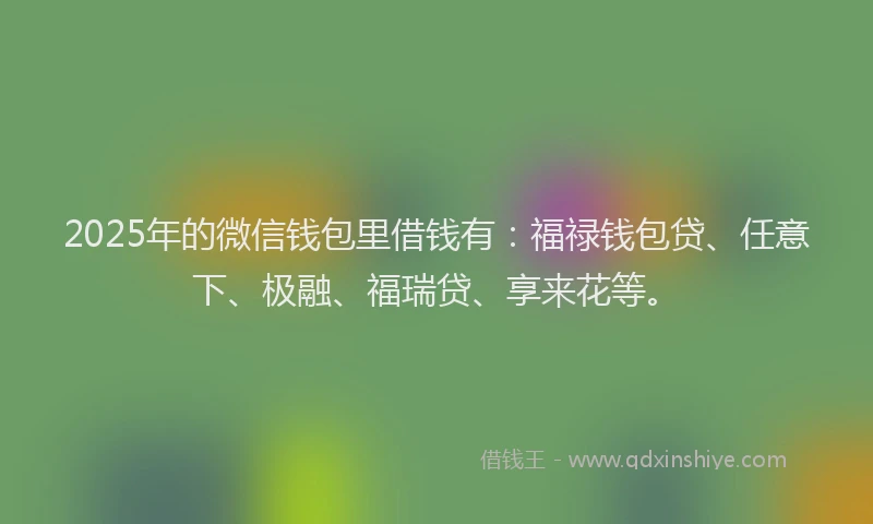 2025年的微信钱包里借钱有：福禄钱包贷、任意下、极融、福瑞贷、享来花等。