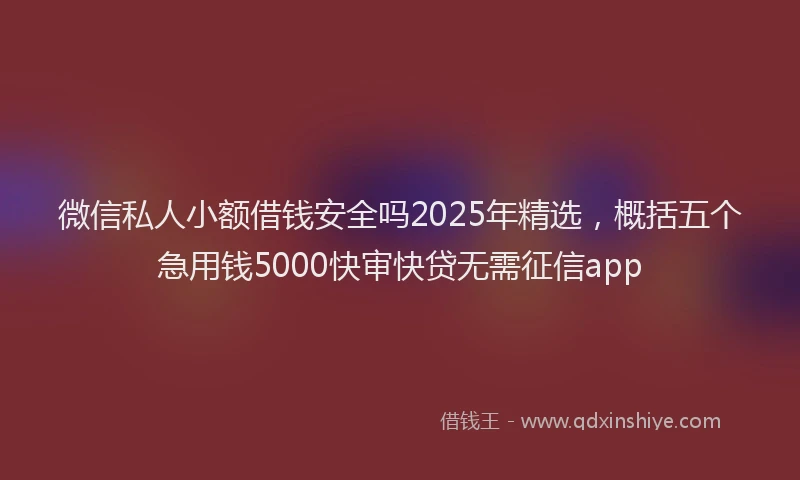 微信私人小额借钱安全吗2025年精选，概括五个急用钱5000快审快贷无需征信app