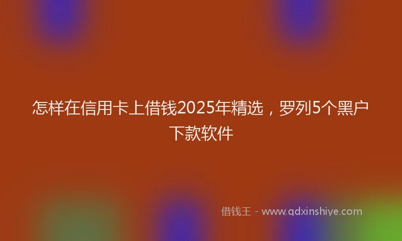 怎样在信用卡上借钱2025年精选，罗列5个黑户下款软件