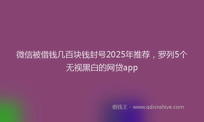 微信被借钱几百块钱封号2025年推荐，罗列5个无视黑白的网贷app