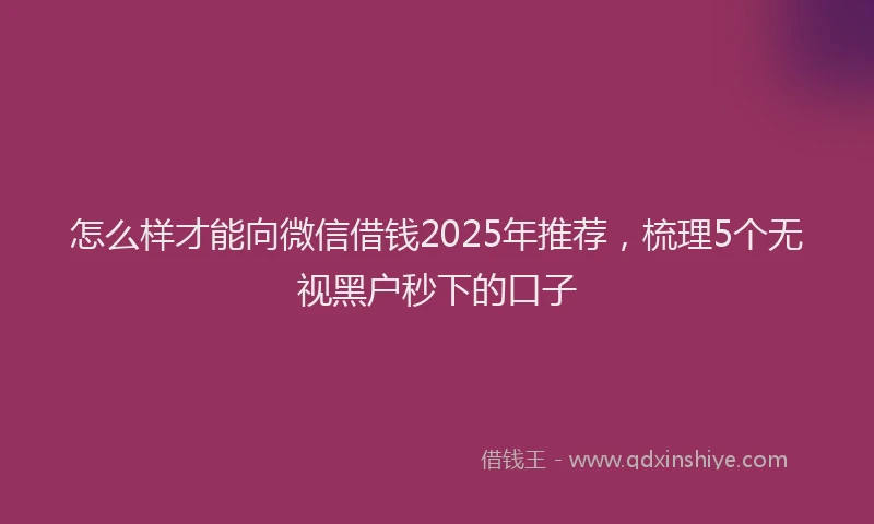 怎么样才能向微信借钱2025年推荐，梳理5个无视黑户秒下的口子