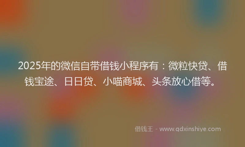 2025年的微信自带借钱小程序有：微粒快贷、借钱宝途、日日贷、小喵商城、头条放心借等。