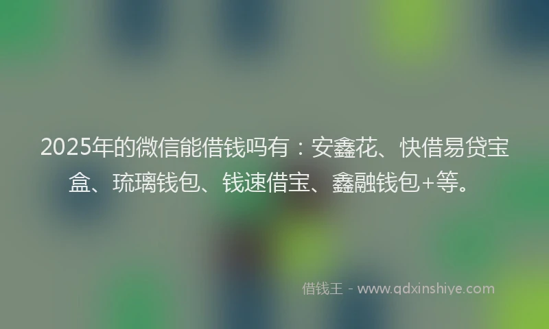 2025年的微信能借钱吗有：安鑫花、快借易贷宝盒、琉璃钱包、钱速借宝、鑫融钱包+等。