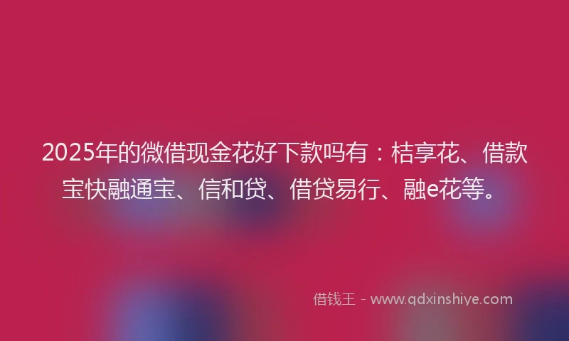 2025年的微借现金花好下款吗有：桔享花、借款宝快融通宝、信和贷、借贷易行、融e花等。