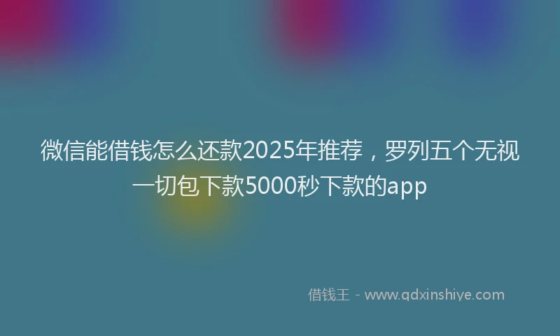微信能借钱怎么还款2025年推荐，罗列五个无视一切包下款5000秒下款的app