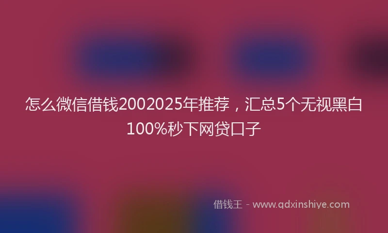 怎么微信借钱2002025年推荐，汇总5个无视黑白100%秒下网贷口子