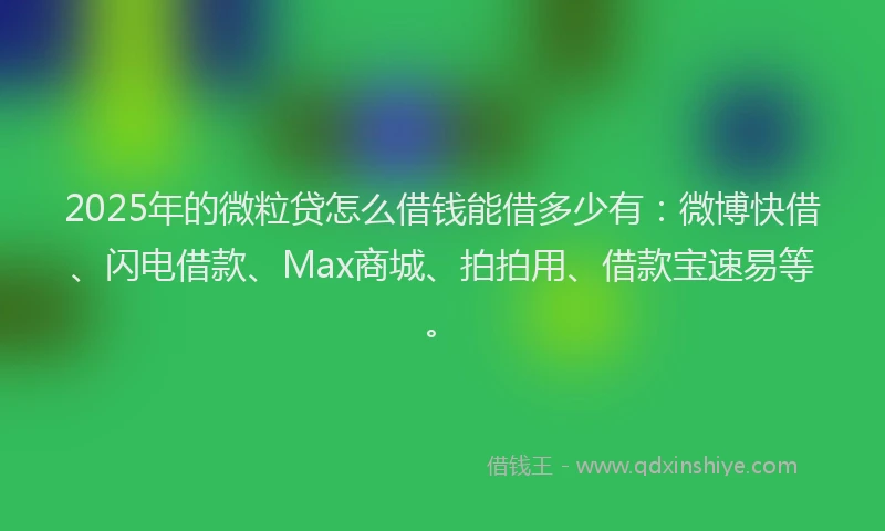 2025年的微粒贷怎么借钱能借多少有：微博快借、闪电借款、Max商城、拍拍用、借款宝速易等。