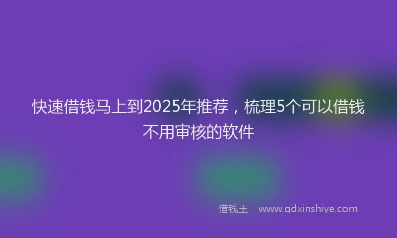快速借钱马上到2025年推荐，梳理5个可以借钱不用审核的软件