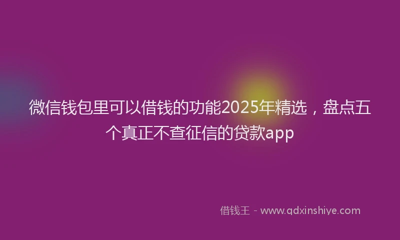 微信钱包里可以借钱的功能2025年精选，盘点五个真正不查征信的贷款app