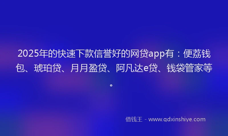 2025年的快速下款信誉好的网贷app有：便荔钱包、琥珀贷、月月盈贷、阿凡达e贷、钱袋管家等。