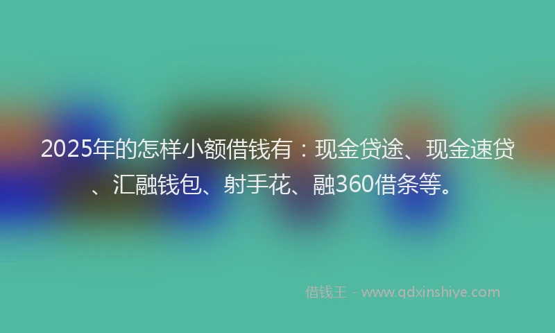 2025年的怎样小额借钱有：现金贷途、现金速贷、汇融钱包、射手花、融360借条等。