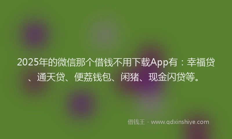 2025年的微信那个借钱不用下载App有：幸福贷、通天贷、便荔钱包、闲猪、现金闪贷等。