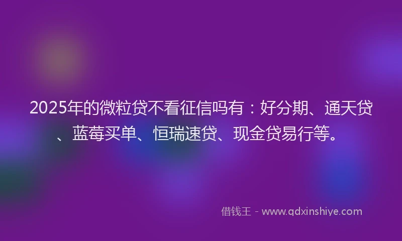2025年的微粒贷不看征信吗有：好分期、通天贷、蓝莓买单、恒瑞速贷、现金贷易行等。