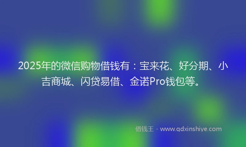 2025年的微信购物借钱有：宝来花、好分期、小吉商城、闪贷易借、金诺Pro钱包等。