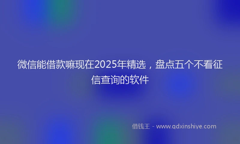 微信能借款嘛现在2025年精选，盘点五个不看征信查询的软件