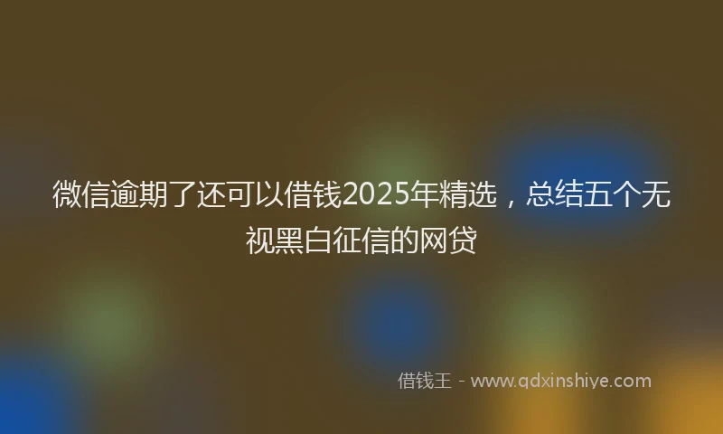 微信逾期了还可以借钱2025年精选，总结五个无视黑白征信的网贷