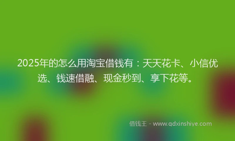 2025年的怎么用淘宝借钱有：天天花卡、小信优选、钱速借融、现金秒到、享下花等。