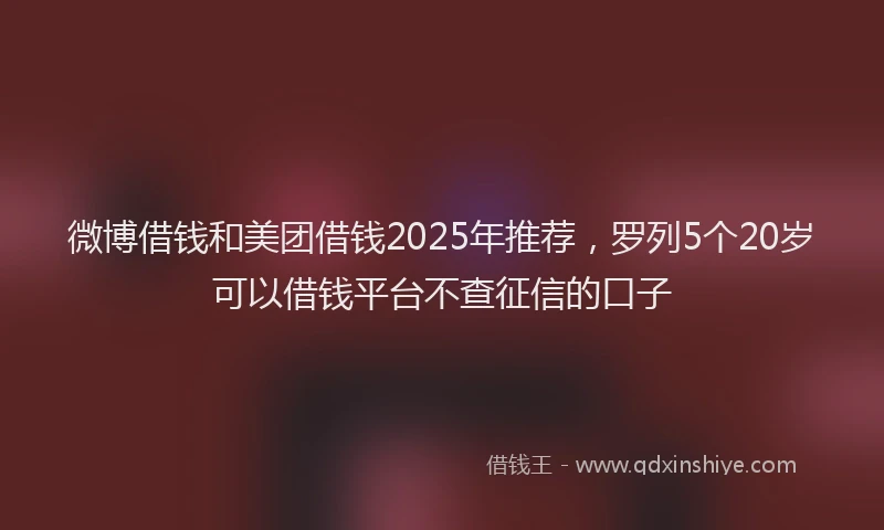 微博借钱和美团借钱2025年推荐，罗列5个20岁可以借钱平台不查征信的口子