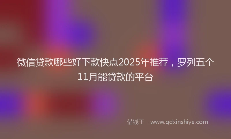 微信贷款哪些好下款快点2025年推荐，罗列五个11月能贷款的平台