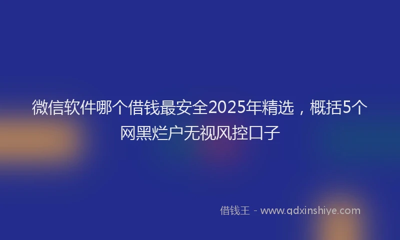 微信软件哪个借钱最安全2025年精选，概括5个网黑烂户无视风控口子