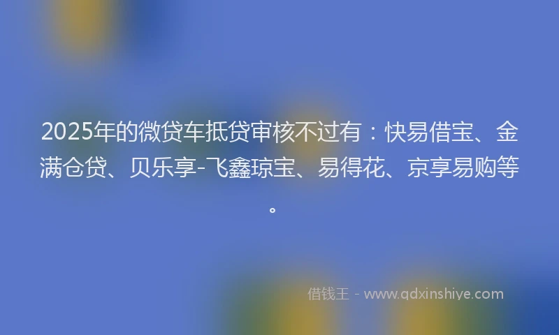 2025年的微贷车抵贷审核不过有：快易借宝、金满仓贷、贝乐享-飞鑫琼宝、易得花、京享易购等。