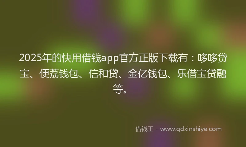 2025年的快用借钱app官方正版下载有：哆哆贷宝、便荔钱包、信和贷、金亿钱包、乐借宝贷融等。