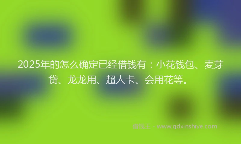 2025年的怎么确定已经借钱有：小花钱包、麦芽贷、龙龙用、超人卡、会用花等。
