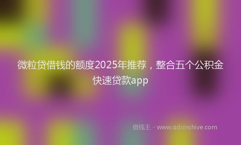 微粒贷借钱的额度2025年推荐，整合五个公积金快速贷款app