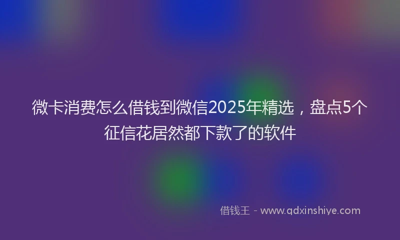 微卡消费怎么借钱到微信2025年精选，盘点5个征信花居然都下款了的软件