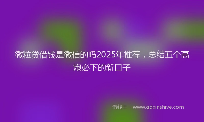 微粒贷借钱是微信的吗2025年推荐，总结五个高炮必下的新口子